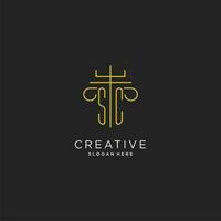 SC initial with monoline pillar logo style, luxury monogram logo design for legal firm vector