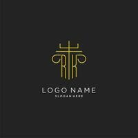 RK initial with monoline pillar logo style, luxury monogram logo design for legal firm vector