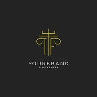 TF initial with monoline pillar logo style, luxury monogram logo design for legal firm vector