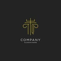 TQ initial with monoline pillar logo style, luxury monogram logo design for legal firm vector
