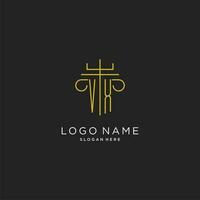 VX initial with monoline pillar logo style, luxury monogram logo design for legal firm vector