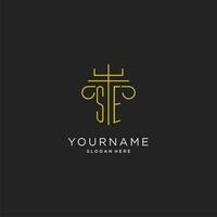 SE initial with monoline pillar logo style, luxury monogram logo design for legal firm vector