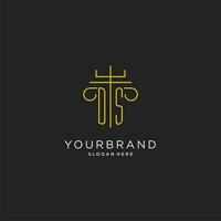 DS initial with monoline pillar logo style, luxury monogram logo design for legal firm vector