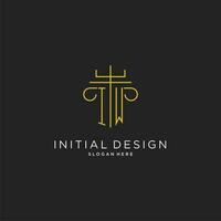 IW initial with monoline pillar logo style, luxury monogram logo design for legal firm vector