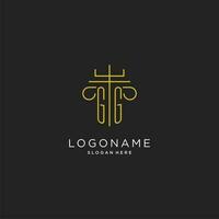 GG initial with monoline pillar logo style, luxury monogram logo design for legal firm vector