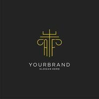 AF initial with monoline pillar logo style, luxury monogram logo design for legal firm vector