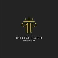 MU initial with monoline pillar logo style, luxury monogram logo design for legal firm vector