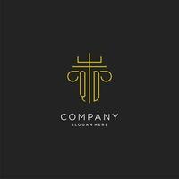 QD initial with monoline pillar logo style, luxury monogram logo design for legal firm vector