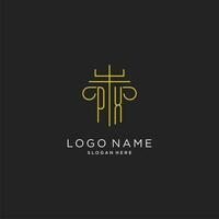 PX initial with monoline pillar logo style, luxury monogram logo design for legal firm vector