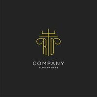 rd inicial con monoline pilar logo estilo, lujo monograma logo diseño para legal firma vector