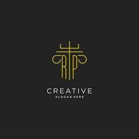 RP initial with monoline pillar logo style, luxury monogram logo design for legal firm vector