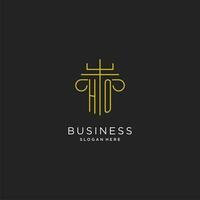 HO initial with monoline pillar logo style, luxury monogram logo design for legal firm vector