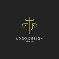 TY initial with monoline pillar logo style, luxury monogram logo design for legal firm vector