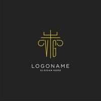 VG initial with monoline pillar logo style, luxury monogram logo design for legal firm vector