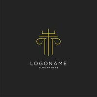 TT initial with monoline pillar logo style, luxury monogram logo design for legal firm vector