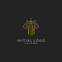 VH initial with monoline pillar logo style, luxury monogram logo design for legal firm vector