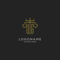 UG initial with monoline pillar logo style, luxury monogram logo design for legal firm vector