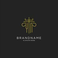 YN initial with monoline pillar logo style, luxury monogram logo design for legal firm vector