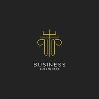 UO initial with monoline pillar logo style, luxury monogram logo design for legal firm vector