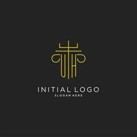 UH initial with monoline pillar logo style, luxury monogram logo design for legal firm vector