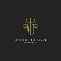 VJ initial with monoline pillar logo style, luxury monogram logo design for legal firm vector