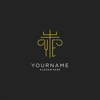 YE initial with monoline pillar logo style, luxury monogram logo design for legal firm vector