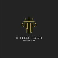 YU initial with monoline pillar logo style, luxury monogram logo design for legal firm vector