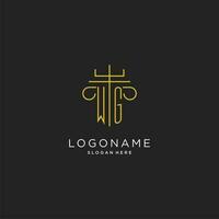 WG initial with monoline pillar logo style, luxury monogram logo design for legal firm vector