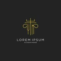 YM initial with monoline pillar logo style, luxury monogram logo design for legal firm vector