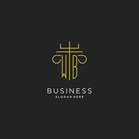 WB initial with monoline pillar logo style, luxury monogram logo design for legal firm vector