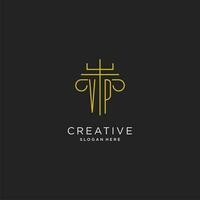 VP initial with monoline pillar logo style, luxury monogram logo design for legal firm vector