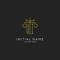 UI initial with monoline pillar logo style, luxury monogram logo design for legal firm vector