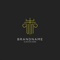 UN initial with monoline pillar logo style, luxury monogram logo design for legal firm vector