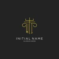 WI initial with monoline pillar logo style, luxury monogram logo design for legal firm vector