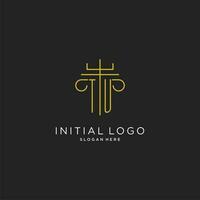 TU initial with monoline pillar logo style, luxury monogram logo design for legal firm vector