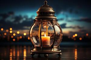 Eid mubarak and ramadan kareem greetings with islamic lantern and mosque. Eid al fitr background. Eid al fitr background of window concept by photo