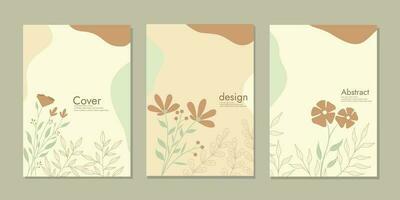 conjunto de libro cubrir diseño con mano dibujado floral decoraciones resumen Clásico botánico antecedentes. Talla a4 para cuadernos, libros, planificadores, folletos, catálogos vector