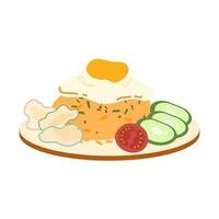 fried rice with sausage and fried egg vector