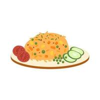 fried rice with vegetable indonesian food vector