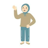 contento mujer hijab positivo gestos cuerpo idioma vector