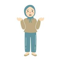 young people hijab sad gesture emotions vector
