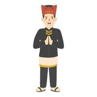 man wearing sumatera utara traditional cloth vector