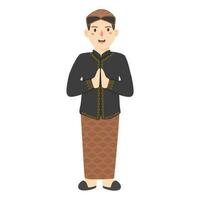 man wearing west java traditional cloth vector