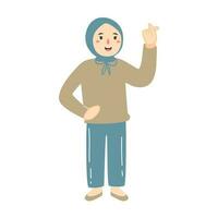 young people hijab love sign gesture emotions vector