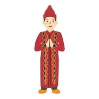 man wearing nias traditional cloth vector