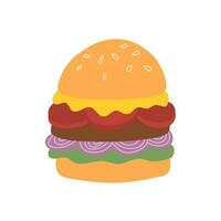 beef burger with cheese and onion vector