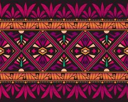 The colorful abstract ancient fabric pattern. This pattern design consists of geometric shapes and vintage floral motifs. The seamless repeating pattern design for printing on textiles and clothing. vector