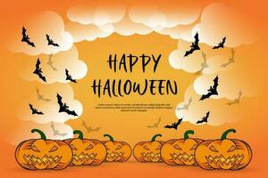 happy halloween gradient spooky card vector