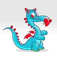 Cute small cartoon dragon. Vector illustration of dragon monster with small wings