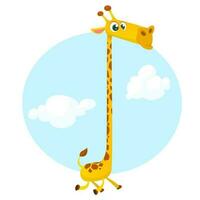 Cute giraffe cartoon illustration. Vector